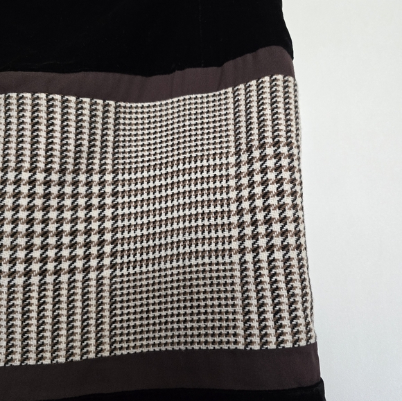 Vintage Etcetera Velvet Plaid Houndstooth Mini Skirt Size 6 - Picture 4 of 7